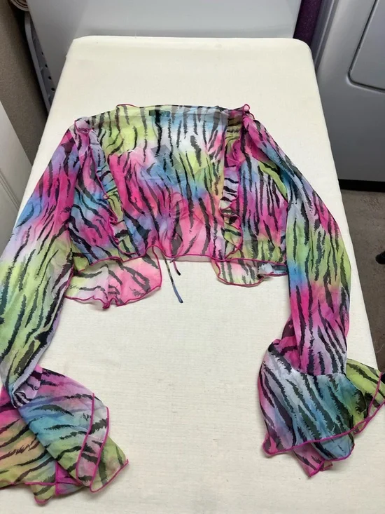 NWT Dolls Kill Generation Kiss L Zebra Rainbow sheer Top - Picture 7 of 11